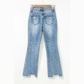 Kinsey Raw Hem Ripped Open Knee Fit Flare Jean