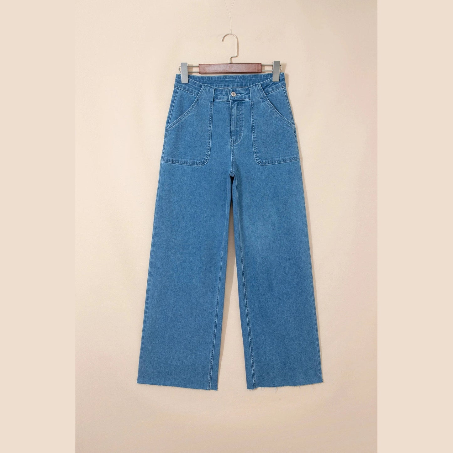 Kirste Dusk Blue Retro Washed Patch Pocket Loose Jeans