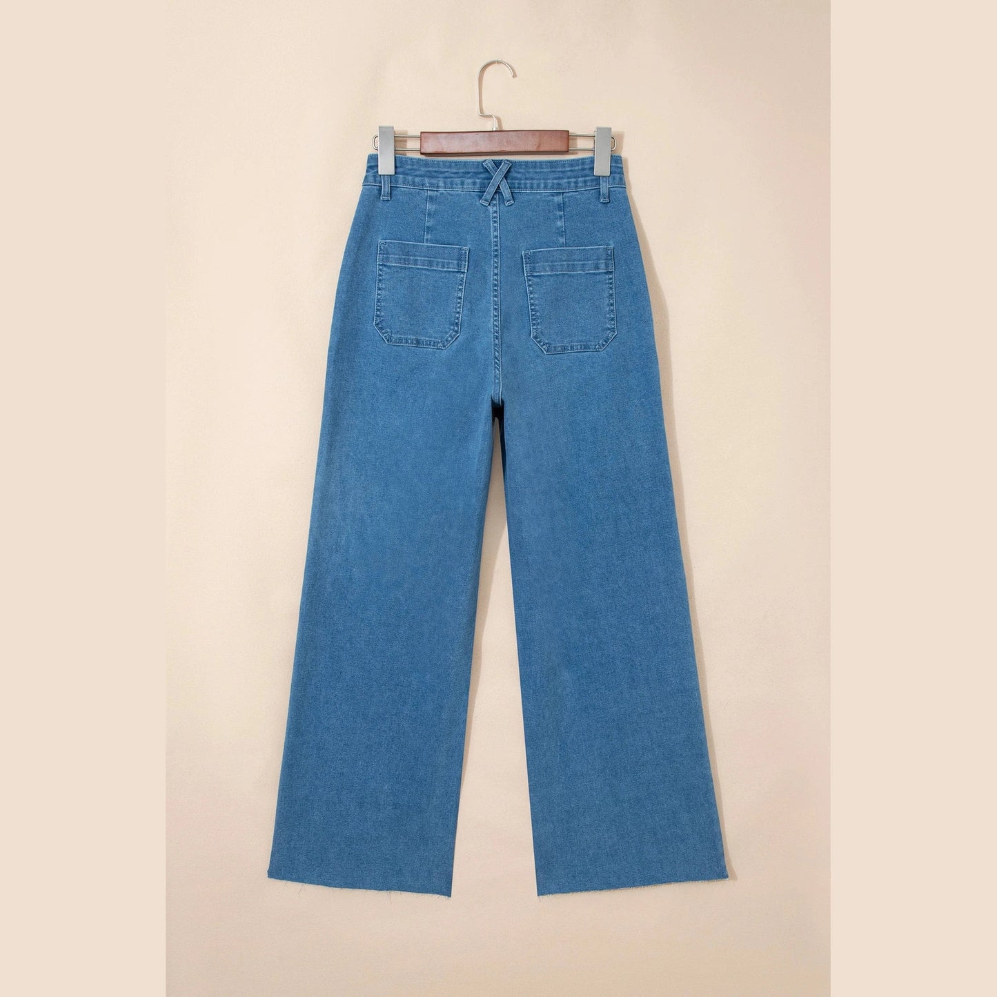 Kirste Dusk Blue Retro Washed Patch Pocket Loose Jeans