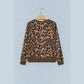 Kita Brown Leopard Print Striped Detail Relaxed Pullover Sweatshirt
