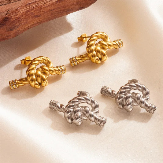 18K Gold Plated Knot Earrings - 2 Colors