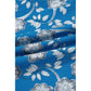SALE!!!  Kodi Blue Floral Print Button Tie Neck Striped Detail Short Sleeve Blouse
