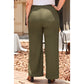 Konner Jungle Green PLUS SIZE Textured Shirred High Waist Casual Pants