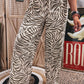 Kora Western Print Zebra Pattern Elastic Waist Pocket Full-Length Pants