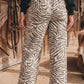 Kora Western Print Zebra Pattern Elastic Waist Pocket Full-Length Pants