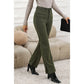 Korban Green High Waist Square Pockets Corduroy Pants