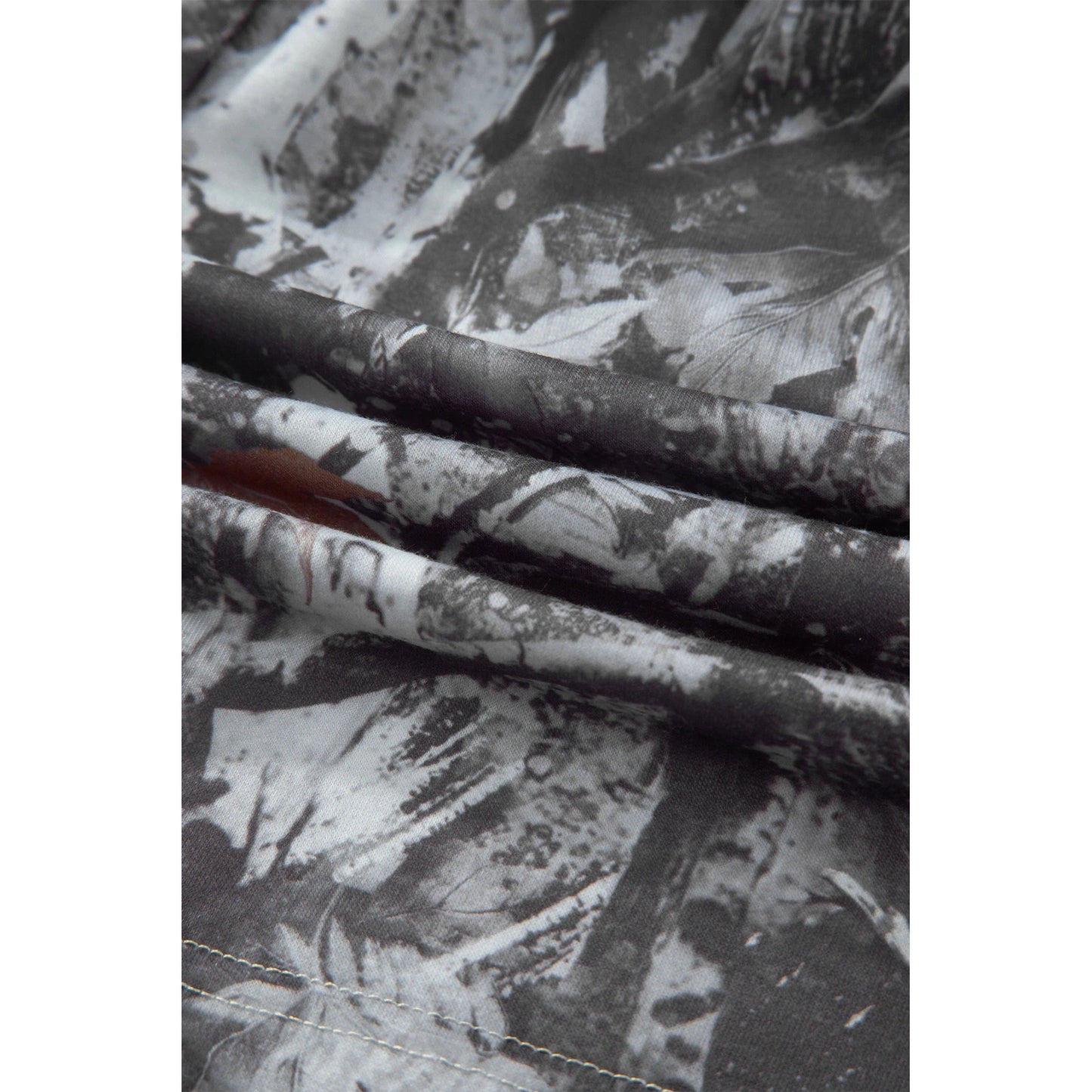 Krishan Abstract Maple Leaf Printed Tie Elastic Waist Shorts