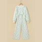Krislyn Sky Blue Floral Print Long Sleeve Top Drawstring Wide Leg Pants Set