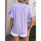 Kye Lilac Round Neck Ruffled Short Sleeve Blouse