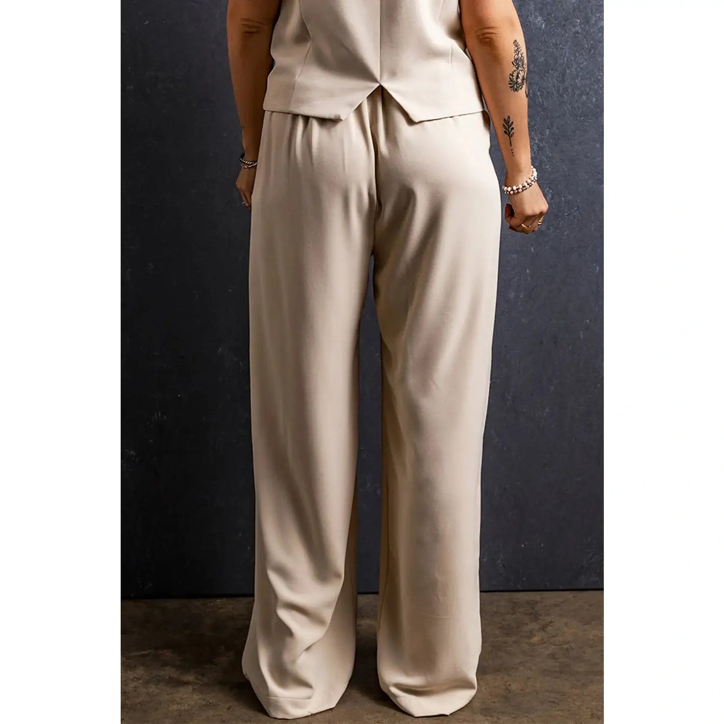 Kyla Elastic Waist Pleated Wide Leg Pants