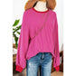 Kylee Bright Pink Corded Contrast Edge Drop Shoulder Long Sleeve Top