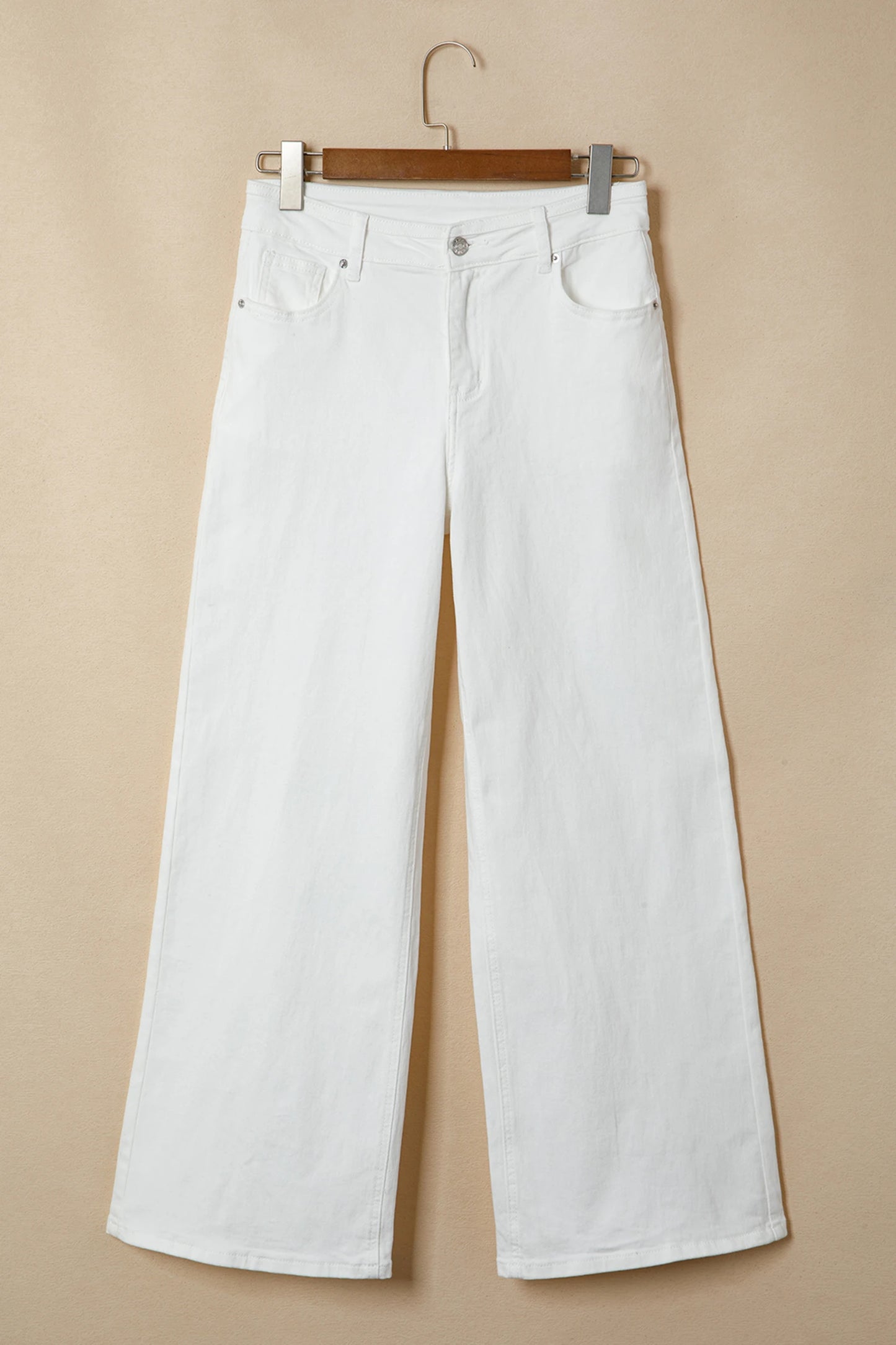 Kyler White Solid Color Loose Casual Jeans