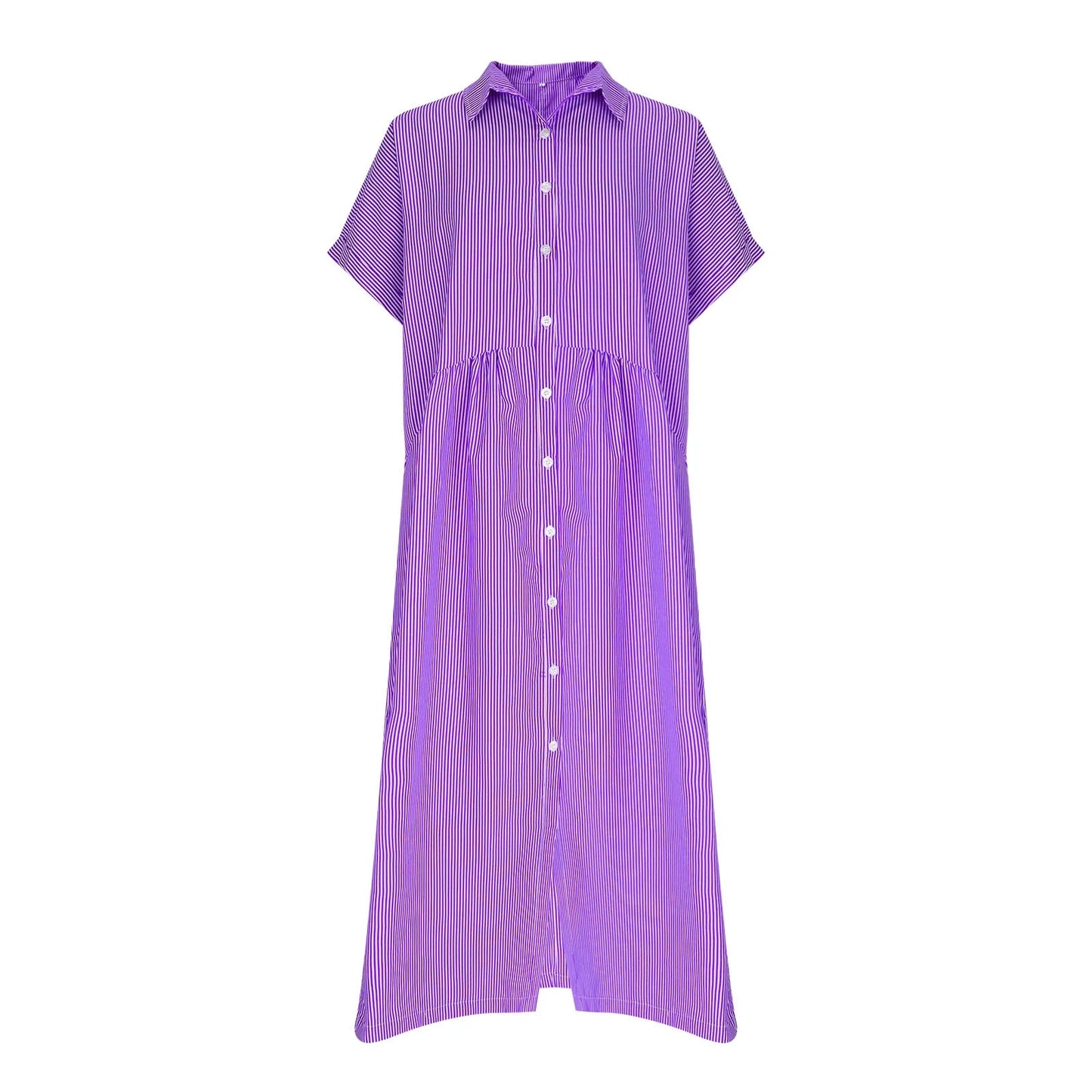 Kyra Purple Boho Striped Shirt Dress