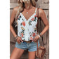 Lachelle White Floral Print Lace V Neck Tank Top