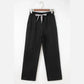 Lachelle Black Fleece Lined Leopard Drawstring Elastic Waist Solid Pants