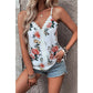 Lachelle White Floral Print Lace V Neck Tank Top