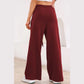 Laken Wine Tied Elastic High Waist Pleated Detail Solid Sweatpants