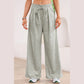 Laken Grey Tied Elastic High Waist Pleated Detail Solid Sweatpants