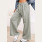 Laken Grey Tied Elastic High Waist Pleated Detail Solid Sweatpants