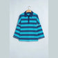Lakota Blue Stripe Contrast Polo Collar Bracelet Sleeve Loose Top