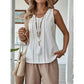 Lalette White Breezy Hollow Out Front Tank