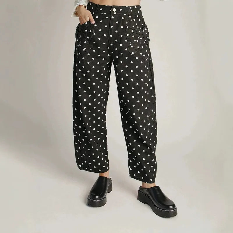 Lalli Dot Barrel Leg Pants - 2 Colors