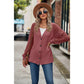 Lally Mauve Waffled Knit Lace Long Sleeve Buttoned Cardigan