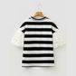 Lanah Black Stripe Floral Print Puff Sleeve Patchwork Blouse