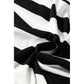 Lanah Black Stripe Floral Print Puff Sleeve Patchwork Blouse