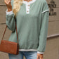 Lannah Green Knit Top with Button Accent