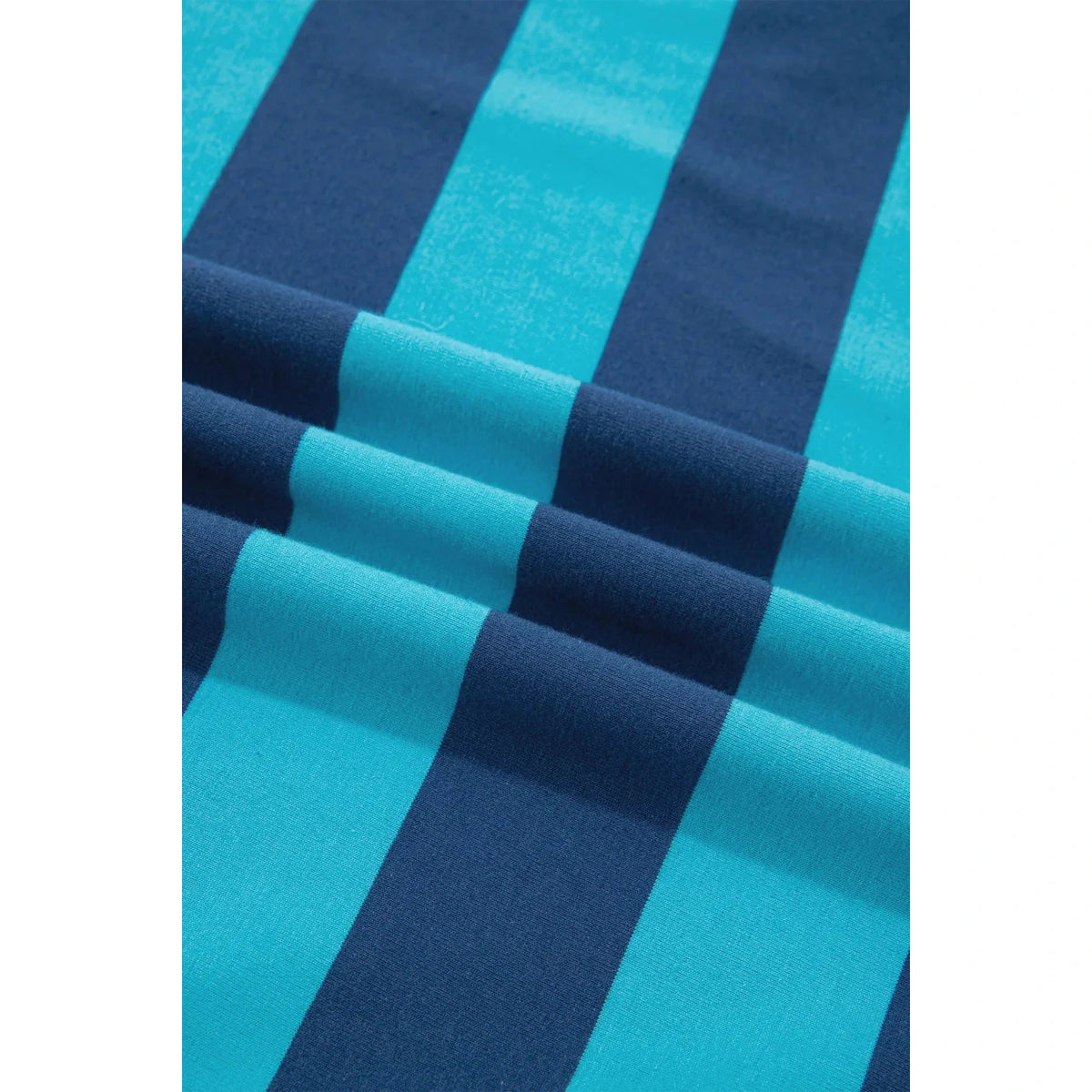 Lakota Blue Stripe Contrast Polo Collar Bracelet Sleeve Loose Top