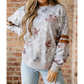 SALE!!!  Laur Maple Leaf Camo Print Varsity Striped Sleeve Casual Sweatshirt