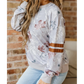 SALE!!!  Laur Maple Leaf Camo Print Varsity Striped Sleeve Casual Sweatshirt