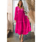 Laurey Shirred V Neck Long Sleeve Velvet Dress