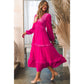 Laurey Shirred V Neck Long Sleeve Velvet Dress