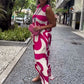 Laurna Pink Abstract Bloom Maxi Dress