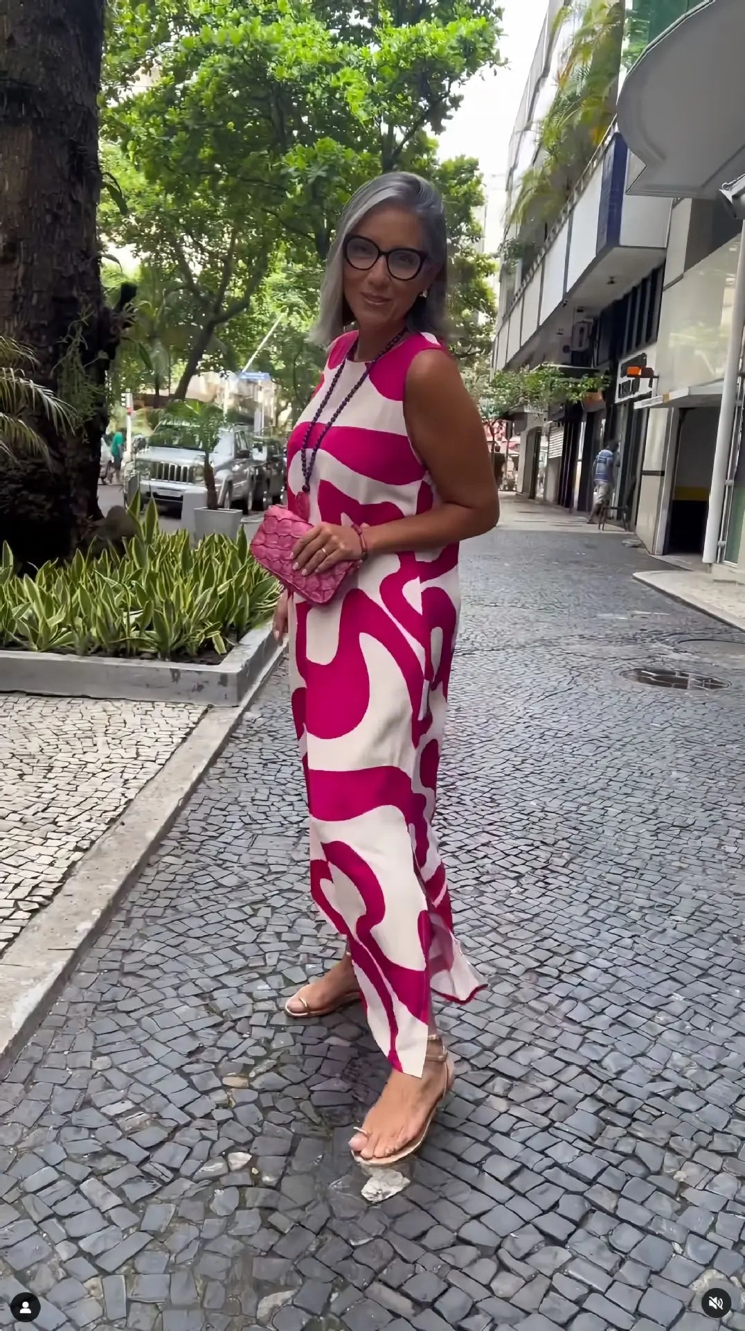 Laurna Pink Abstract Bloom Maxi Dress