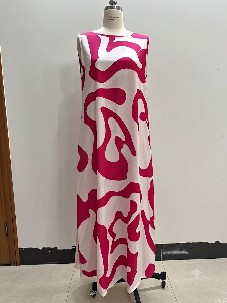 Laurna Pink Abstract Bloom Maxi Dress