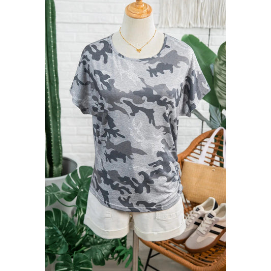 Lavern Camouflage Print Round Neck T Shirt