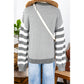 Laverna Grey Stripe Geometric Textured Drop Shoulder Sweater