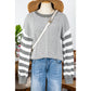 Laverna Grey Stripe Geometric Textured Drop Shoulder Sweater