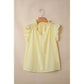 Lavine Yellow Cream V Neck Ruffle Trim Sleeveless Shift Top