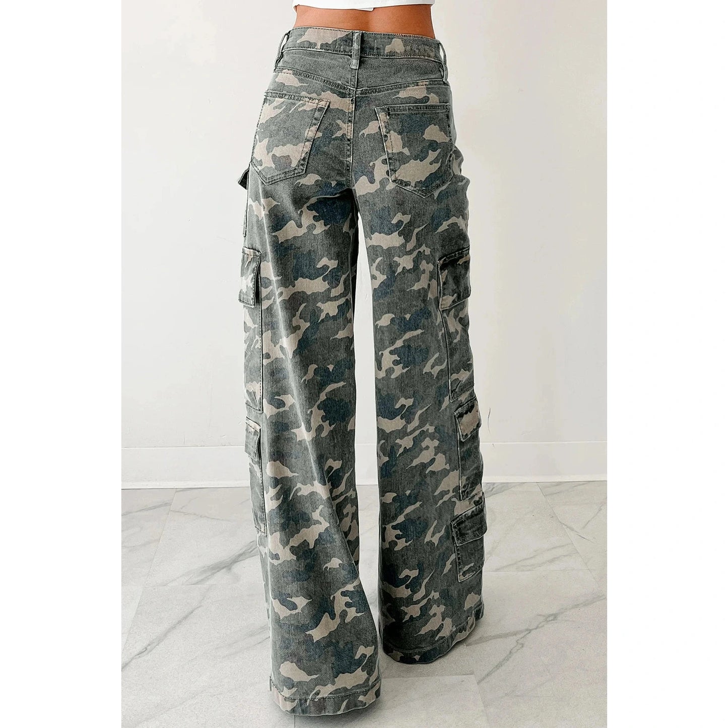 Layne Green Camo Cargo Wide Leg Pants