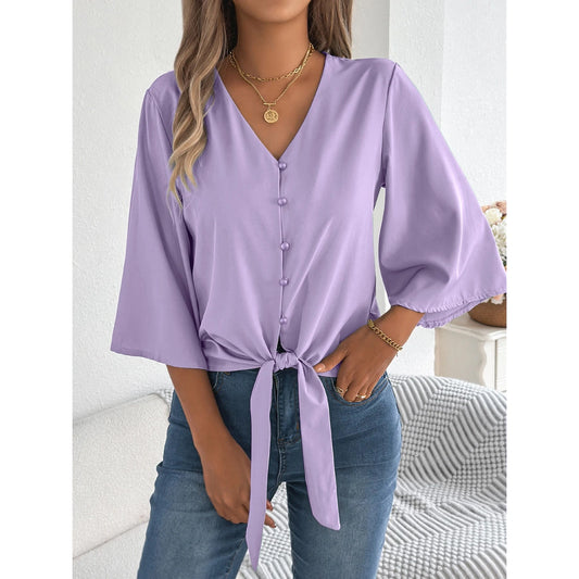 Leesha Lilac Soft Drape Everyday Top