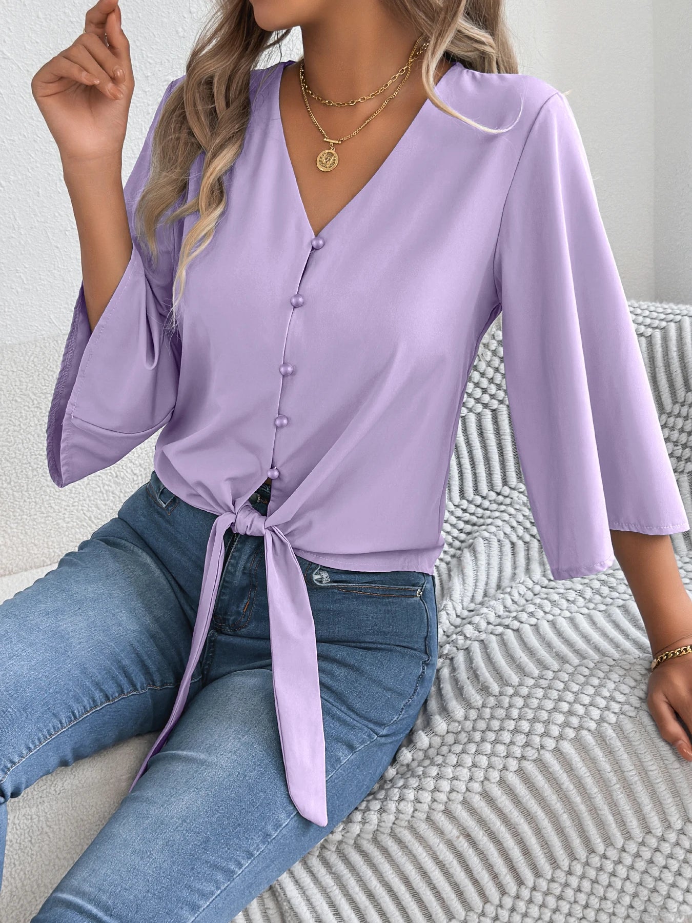 Leesha Lilac Soft Drape Everyday Top