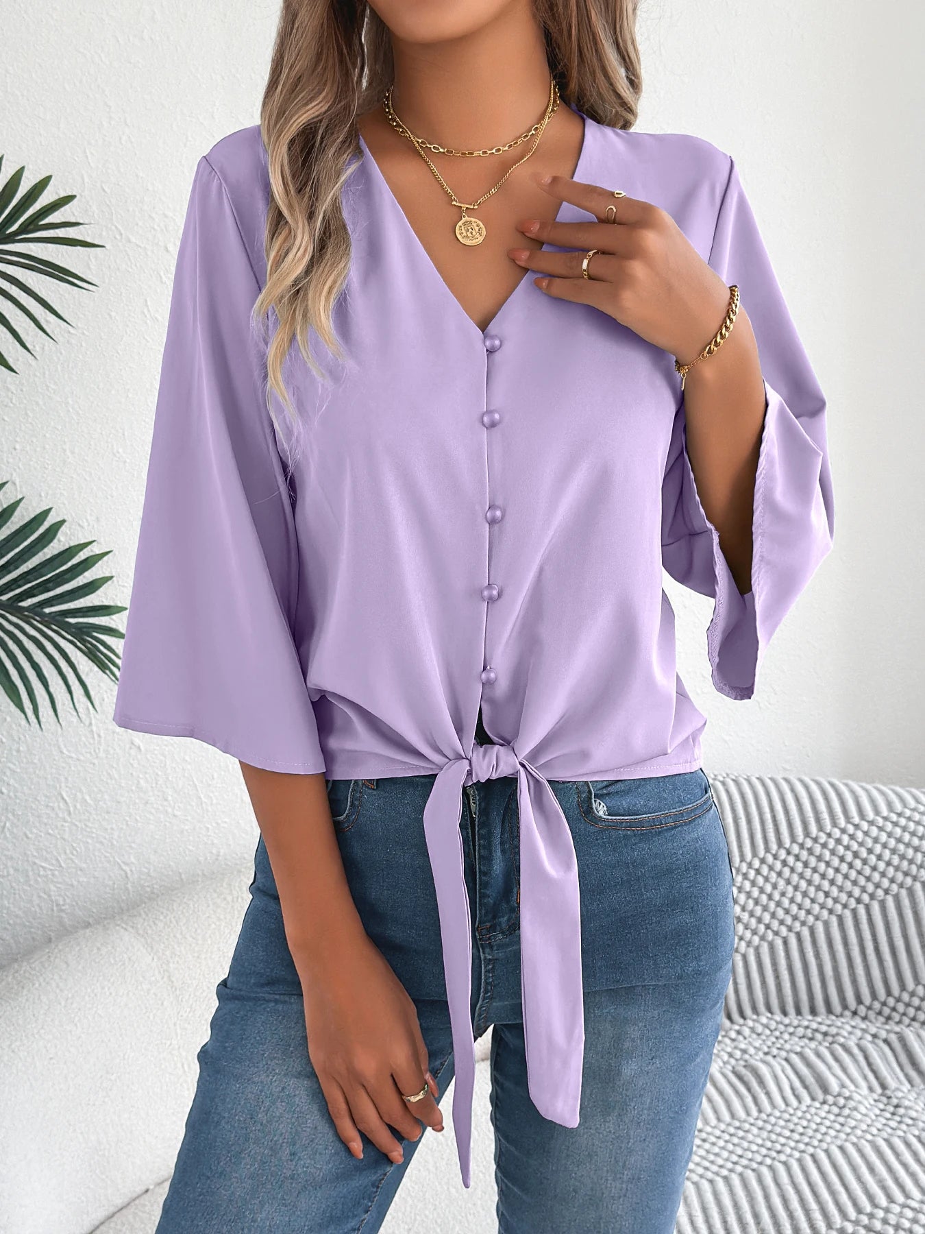 Leesha Lilac Soft Drape Everyday Top