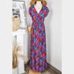 Leia Blue Floral Print V Neck Wrap Split Maxi Dress