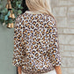RTS Khaki Mixed Leopard Patchwork 3/4 Sleeve Loose Shirt