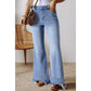 Leslee Acid Wash Raw Hem High Waist Flared Jeans