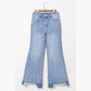 Leslee Acid Wash Raw Hem High Waist Flared Jeans